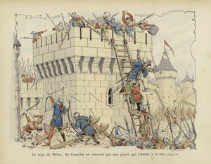 Bertrand du Guesclin Struck on the Head by a Stone at the Siege of Melun, 1359